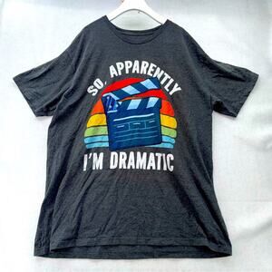 EUC Retro So Apparently I’m Dramatic T-Shirt Charcoal Grey 2XL Actor Actress